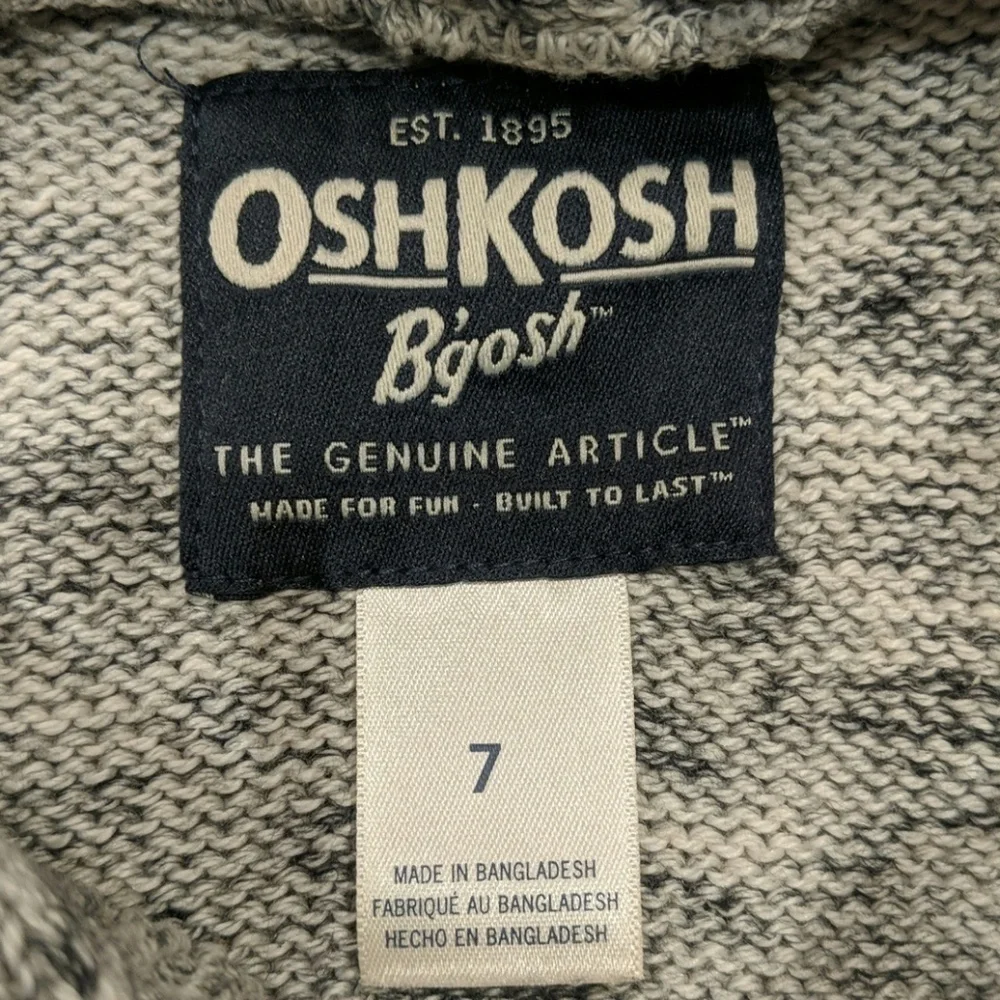 Oshkosh B'gosh Boys Gray Hooded Sweater Size 7 EUC